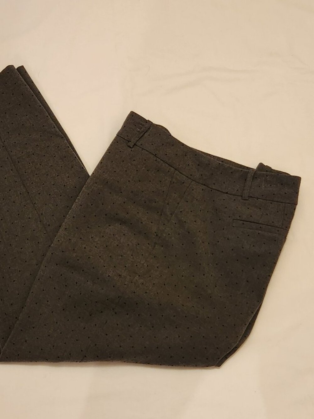 Chico's dress pants ankle sz 2.5 sz 14 charcoal gray & black polka dot VCUC